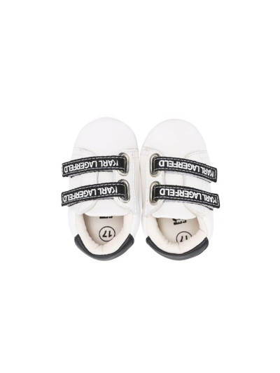 Shop Karl Lagerfeld Logo-print Touch-strap Trainers In White