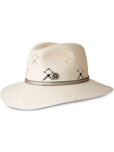 Shop Maison Michel Henrietta Straw Fedora Hat In Neutrals