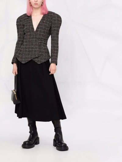 Ulyana Sergeenko Check Wrap-style Blazer In Black