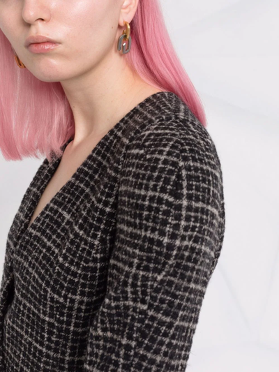 Ulyana Sergeenko Check Wrap-style Blazer In Black