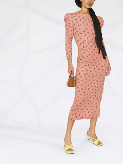 Ulyana Sergeenko Printed Puff-sleeve Dress In Neutrals