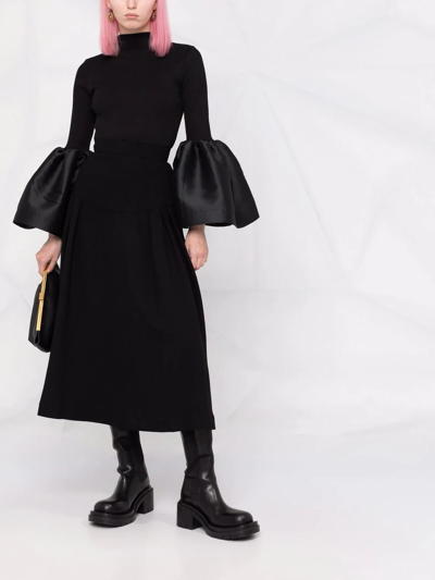 Shop Ulyana Sergeenko A-line Silk Midi Skirt In Black