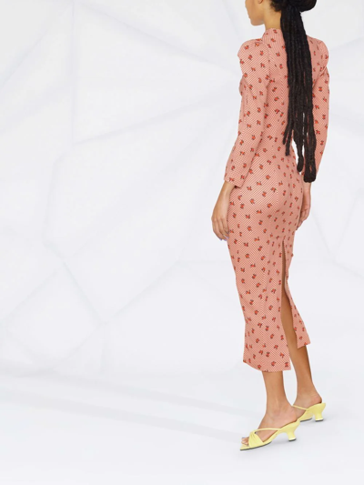Ulyana Sergeenko Printed Puff-sleeve Dress In Neutrals