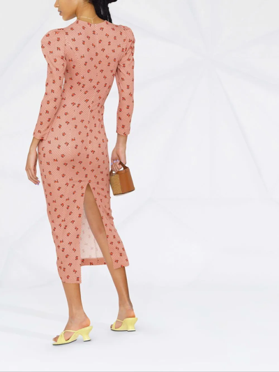 Ulyana Sergeenko Printed Puff-sleeve Dress In Neutrals