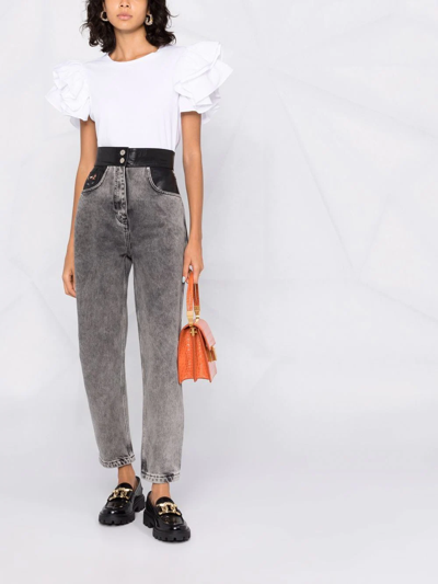Ulyana Sergeenko High-waisted Faded Jeans In Black
