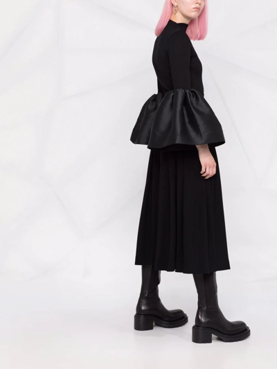 Ulyana Sergeenko A-line Silk Midi Skirt In Black