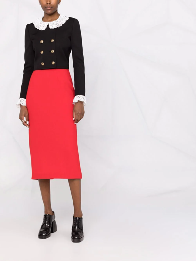 Shop Ulyana Sergeenko High-waisted Straight-fit Skirt In Red