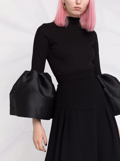 Ulyana Sergeenko A-line Silk Midi Skirt In Black