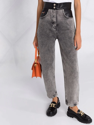 Ulyana Sergeenko High-waisted Faded Jeans In Black