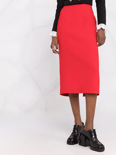 Shop Ulyana Sergeenko High-waisted Straight-fit Skirt In Red