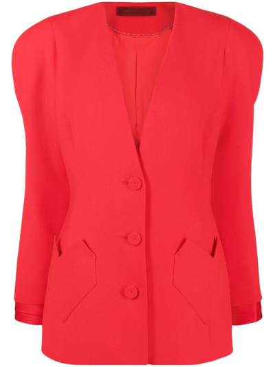 Shop Ulyana Sergeenko Puff-sleeve Jacket In Red