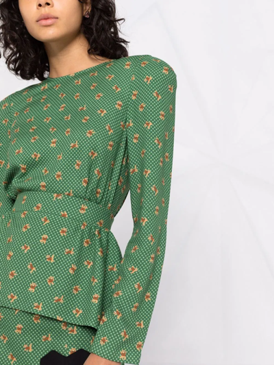 印花束腰伞摆连衣裙