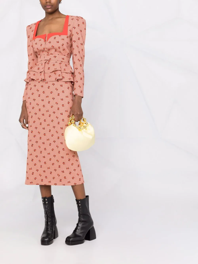 Ulyana Sergeenko Printed Peplum Jacket In Neutrals