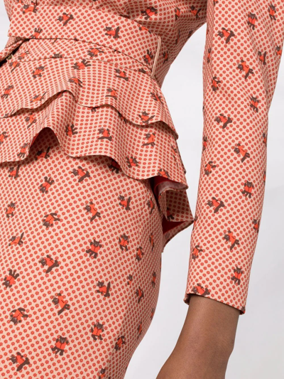 Ulyana Sergeenko Printed Peplum Jacket In Neutrals