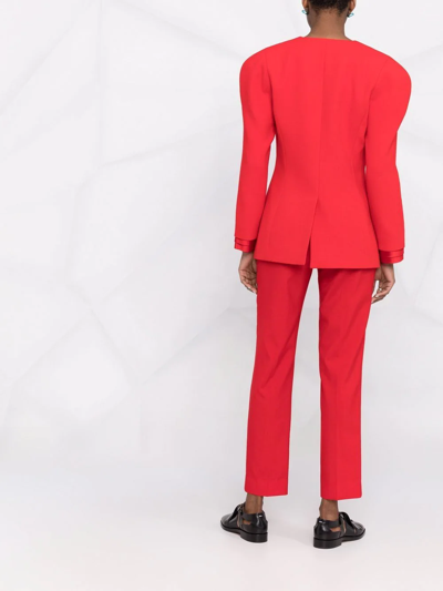 Shop Ulyana Sergeenko Puff-sleeve Jacket In Red