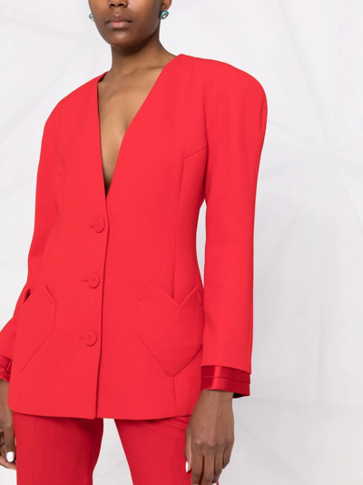 Shop Ulyana Sergeenko Puff-sleeve Jacket In Red