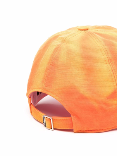 Shop Msgm Embroidered-logo Baseball Cap In Orange
