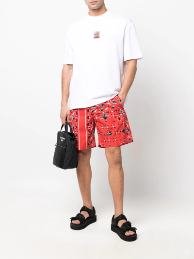 Shop Msgm Bandana-print Shorts In Red