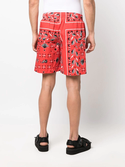Shop Msgm Bandana-print Shorts In Red