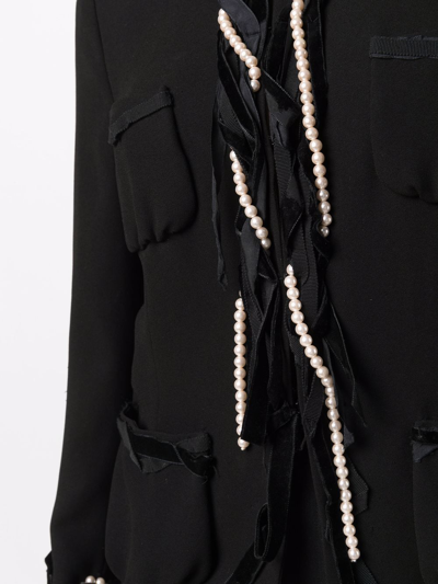 Pre-owned Moschino 1990s Pearl-embellished Single-breasted Jacket In Black
