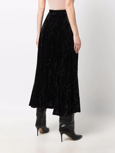 Pre-owned Saint Laurent 丝绒效果褶饰半身裙（1970年代典藏款） In Black
