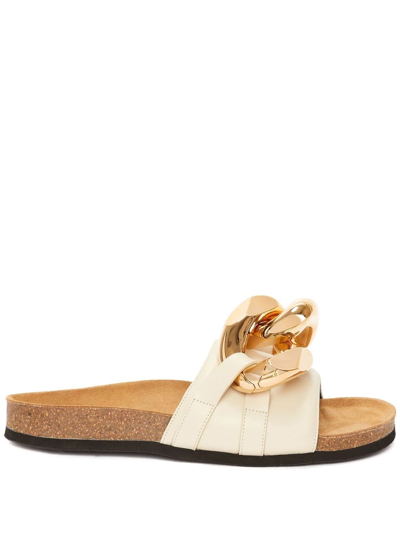 Shop Jw Anderson Chain Slip-on Slides In Neutrals