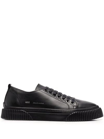 Shop Ami Alexandre Mattiussi Leather Lace-up Shoes In Black