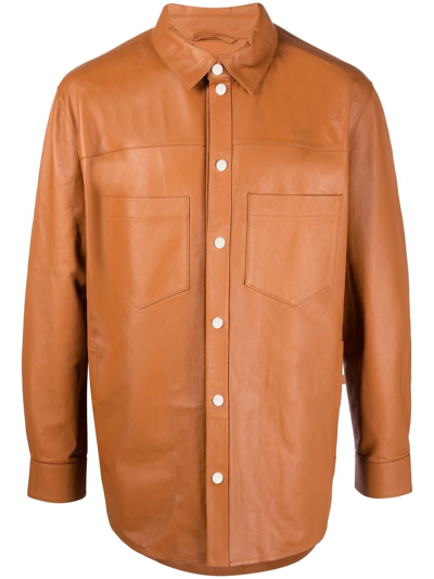 Shop Desa 1972 Multi-pocket Leather Shirt In Brandy
