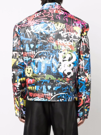 Graffiti-print leather biker jacket No brand - S, buy pre-owned at