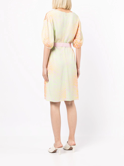 Shop Stella Mccartney Keep On Smiling Belted Dress In Yellow
