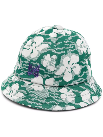 Shop Needles Embroidered-logo Bucket Hat In Green