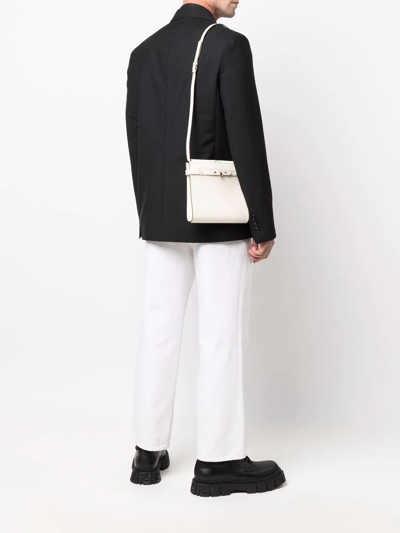 Valextra Leather Shoulder Bag In Neutrals