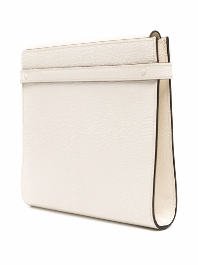 Shop Valextra Leather Shoulder Bag In Neutrals