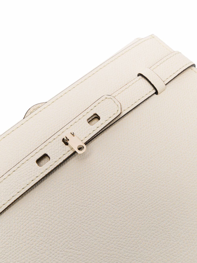 Shop Valextra Leather Shoulder Bag In Neutrals