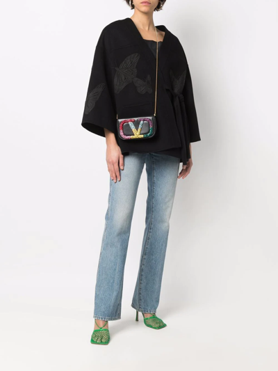 Valentino Embroidered Butterfly Wrap Jacket In Black