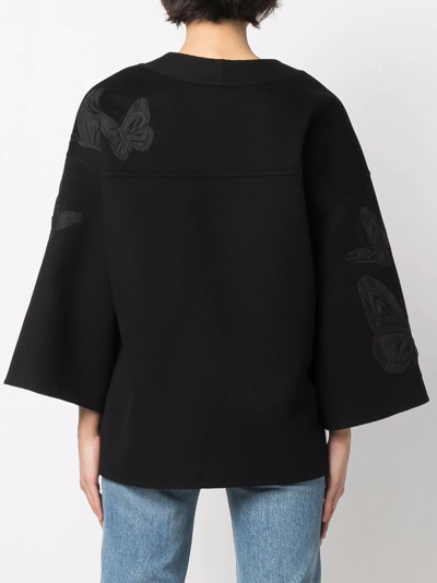 Valentino Embroidered Butterfly Wrap Jacket In Black