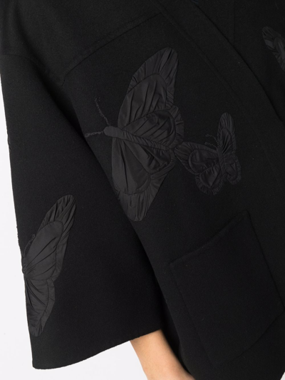 Valentino Embroidered Butterfly Wrap Jacket In Black