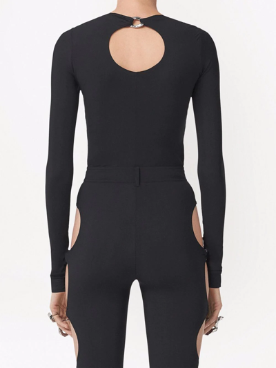Shop Burberry Cut-out Long-sleeve Bodysuit In Black