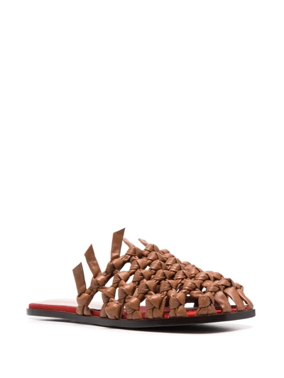 Shop Etro Square-toe Woven Mules In Brown