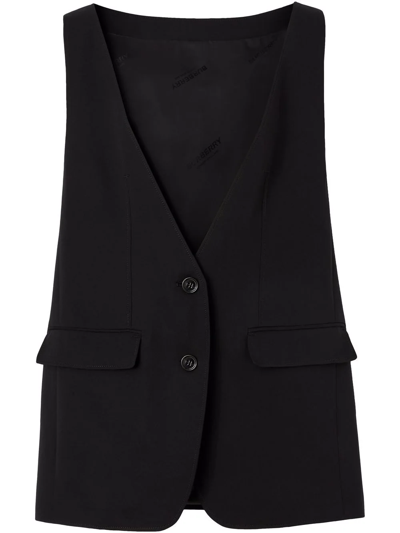 Shop Burberry Sleeveless Tailored Silk Jacket In Black