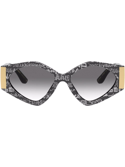 Shop Dolce & Gabbana Modern Print Graffiti Sunglasses In Black