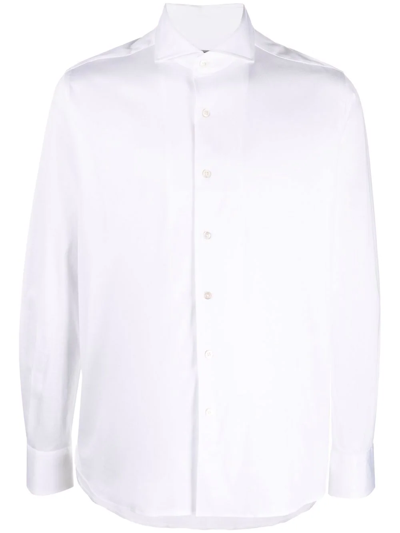 Shop Canali Long-sleeve Dress Shirt In White