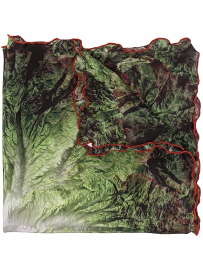 Shop Doublet Lettuce Silk Scarf In Green