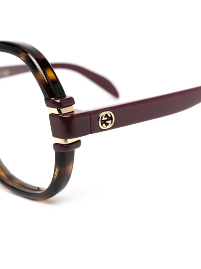 Gucci Tortoise-shell Round Eyeglasses In Brown