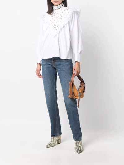 Shop Chloé High-neck Broderie Anglaise Blouse In White
