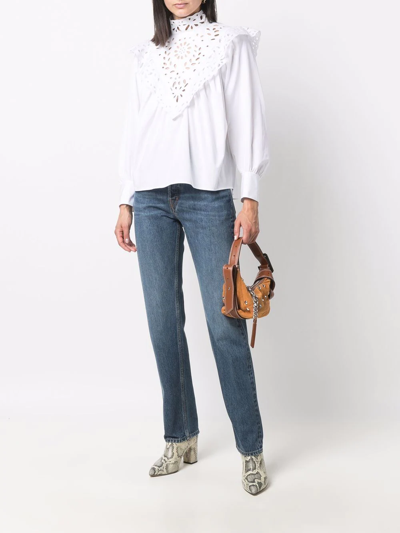 Chloé High-neck Broderie Anglaise Blouse In White