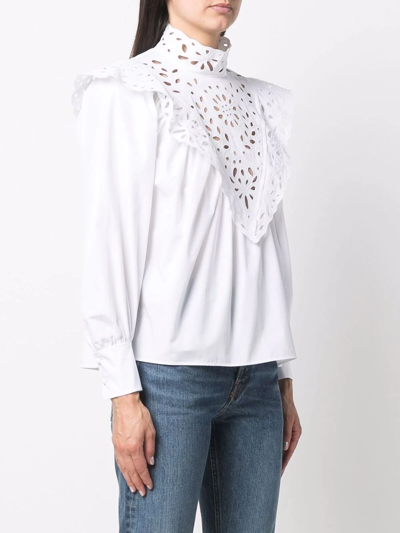 Shop Chloé High-neck Broderie Anglaise Blouse In White