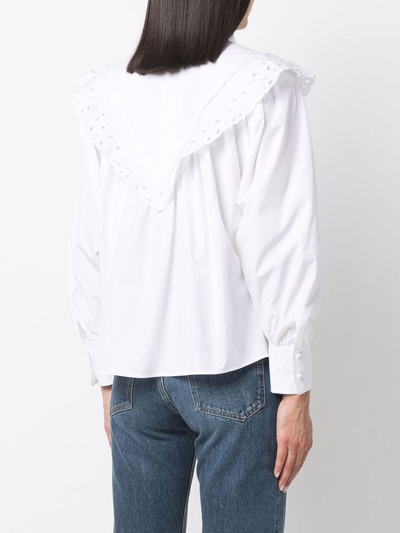 Shop Chloé High-neck Broderie Anglaise Blouse In White