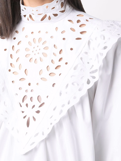 Chloé High-neck Broderie Anglaise Blouse In White