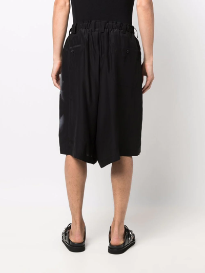 Shop Yohji Yamamoto Graphic-print Silk Shorts In Black